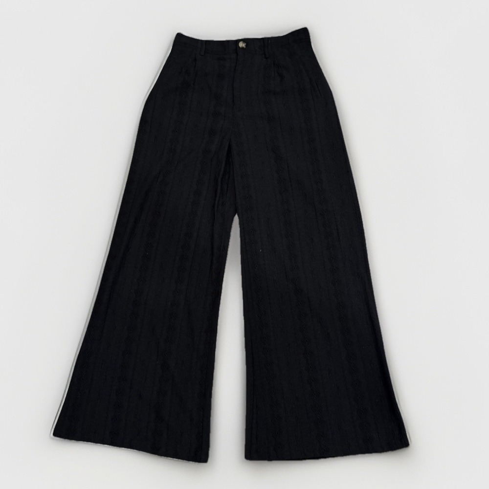 NWT Miss Me‎ Women's Palazzo Pants Size M Black Boho Chic Black Texture Wide Leg